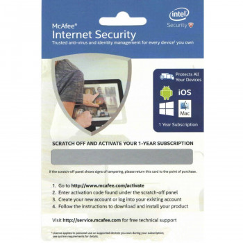 McAfee Internet Security 2020 -Antivirus Software Protection for 1 Device 1 Year (Scratch card)